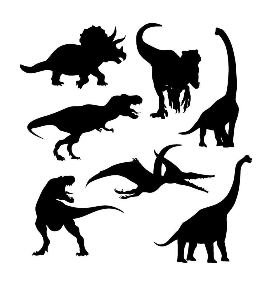 dinosaur silhouette image set collection vector