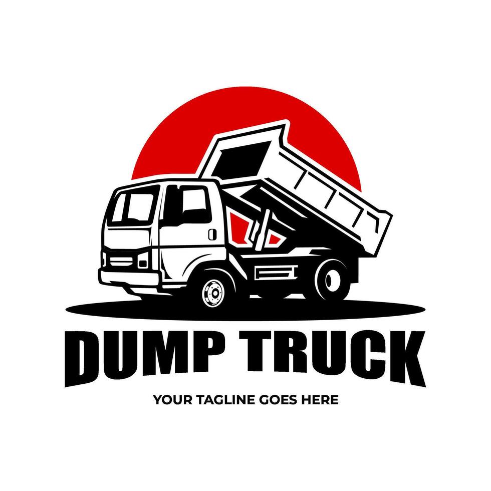 dump truck unloading logo illustration vector