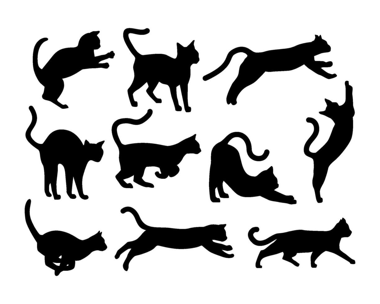cat silhouette in various poses vector