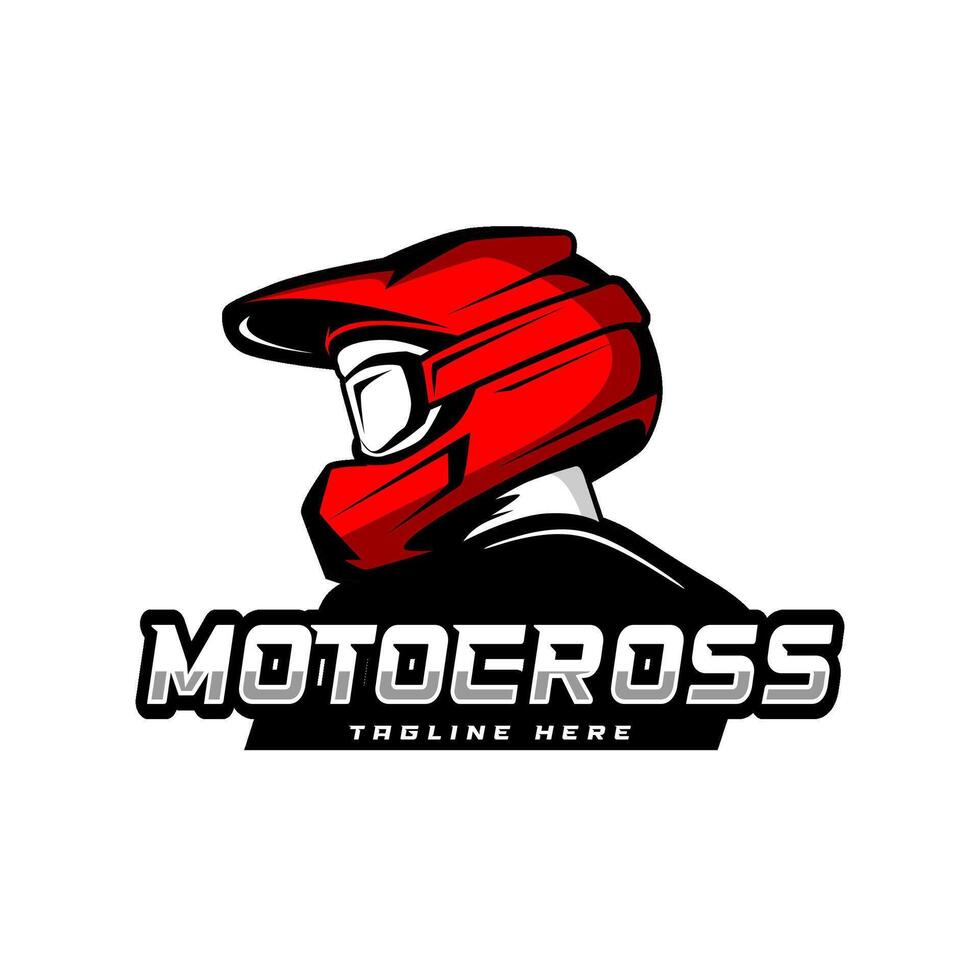 motocross helmet rider logo design vector
