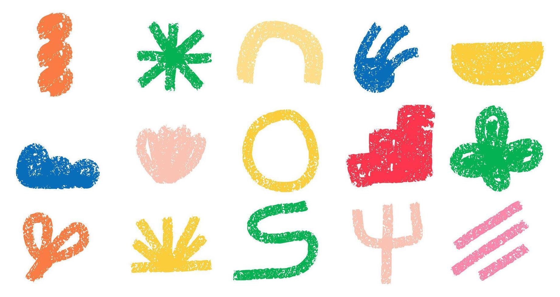 Retro shape and scribble crayon abstract texture doodle collection vector