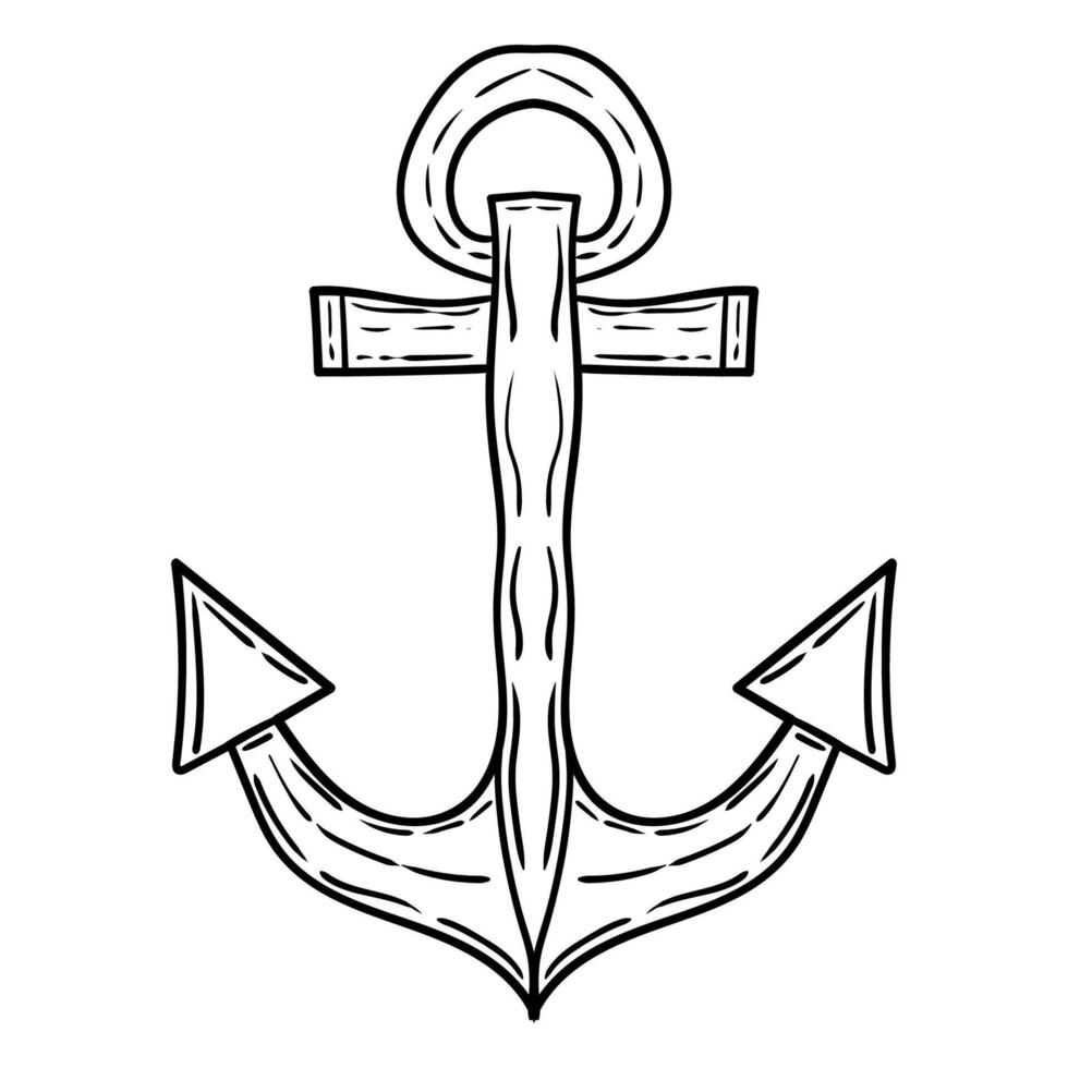 Hand drawn marine anchor in vintage style vector