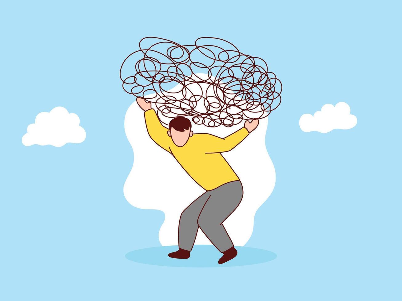Stress load, anxiety due to difficulties and work overload, vector