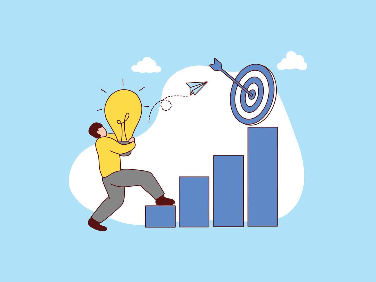 Abstract concept illustration of strategic business planning. Business mission, vision statement, competitive intelligence, goals and philosophy, brand success. vector