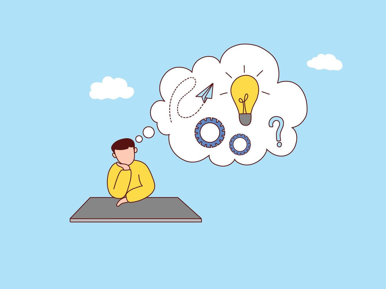 illustration of abstract concept of brain activity. imagination, problem solving, brainstorming, ideas and fantasies, motivation and inspiration, finding solutions abstract metaphor. vector