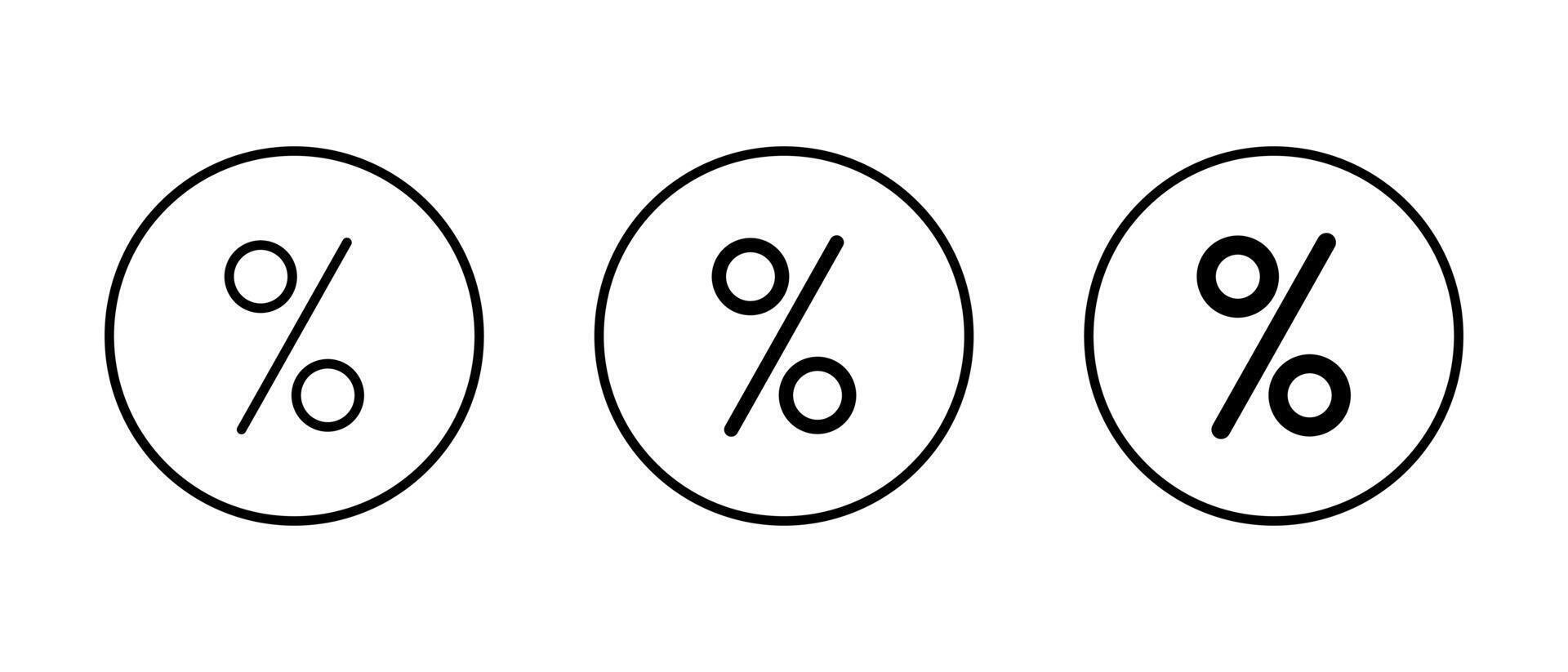 Percent, discount icon set on circle line. Price promotion symbol. Percentage promo sign vector