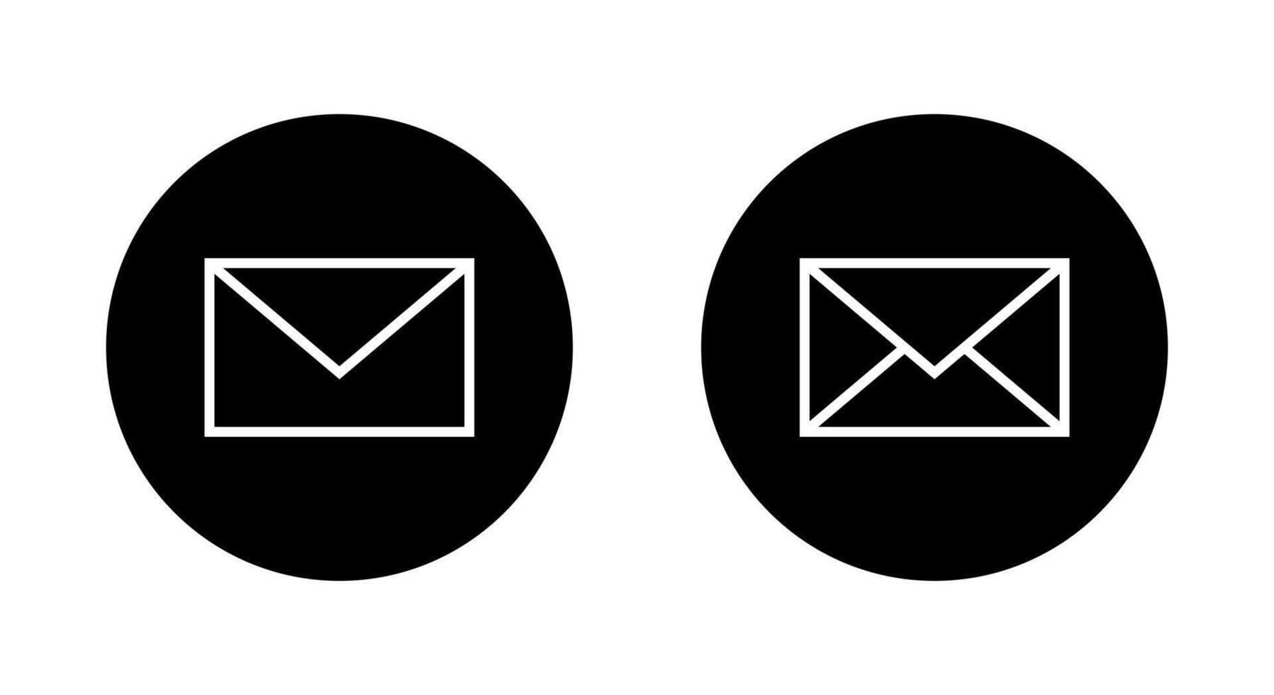 Envelope, message outline icon on black circle. Email, chat sign symbol vector