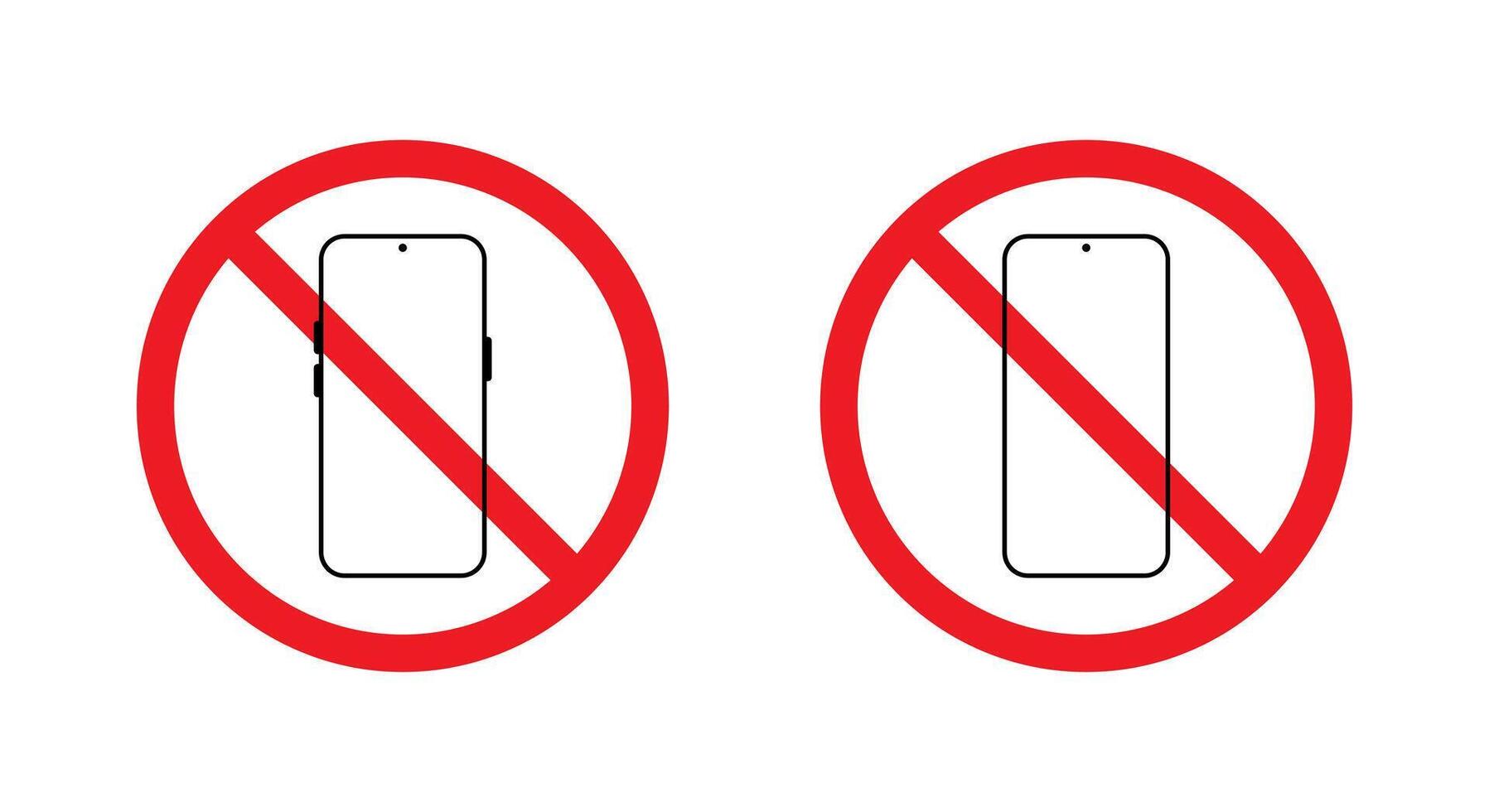 No smartphone area icon. Mobile phone prohibition sign symbol vector