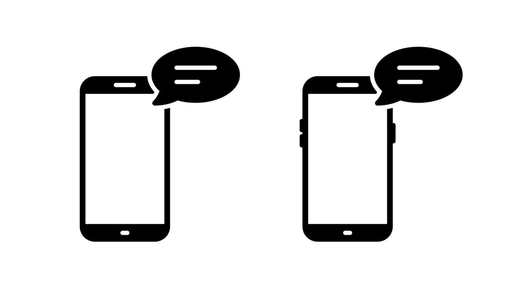 Message phone icon. Speech bubble with smartphone sign symbol vector