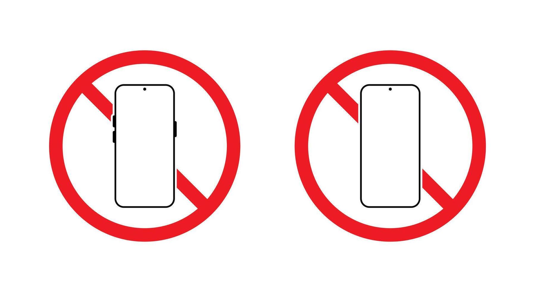 No smartphone area icon isolated on white background. Mobile phone prohibition sign symbol vector