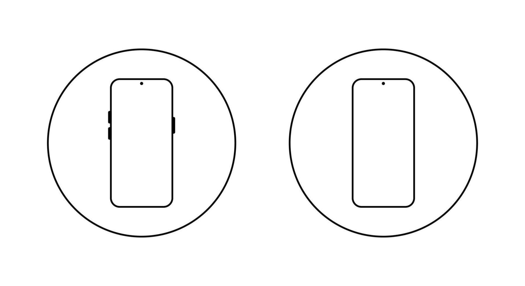 Smartphone with blank screen icon on circle line. Mobile phone sign. Cellphone symbol vector