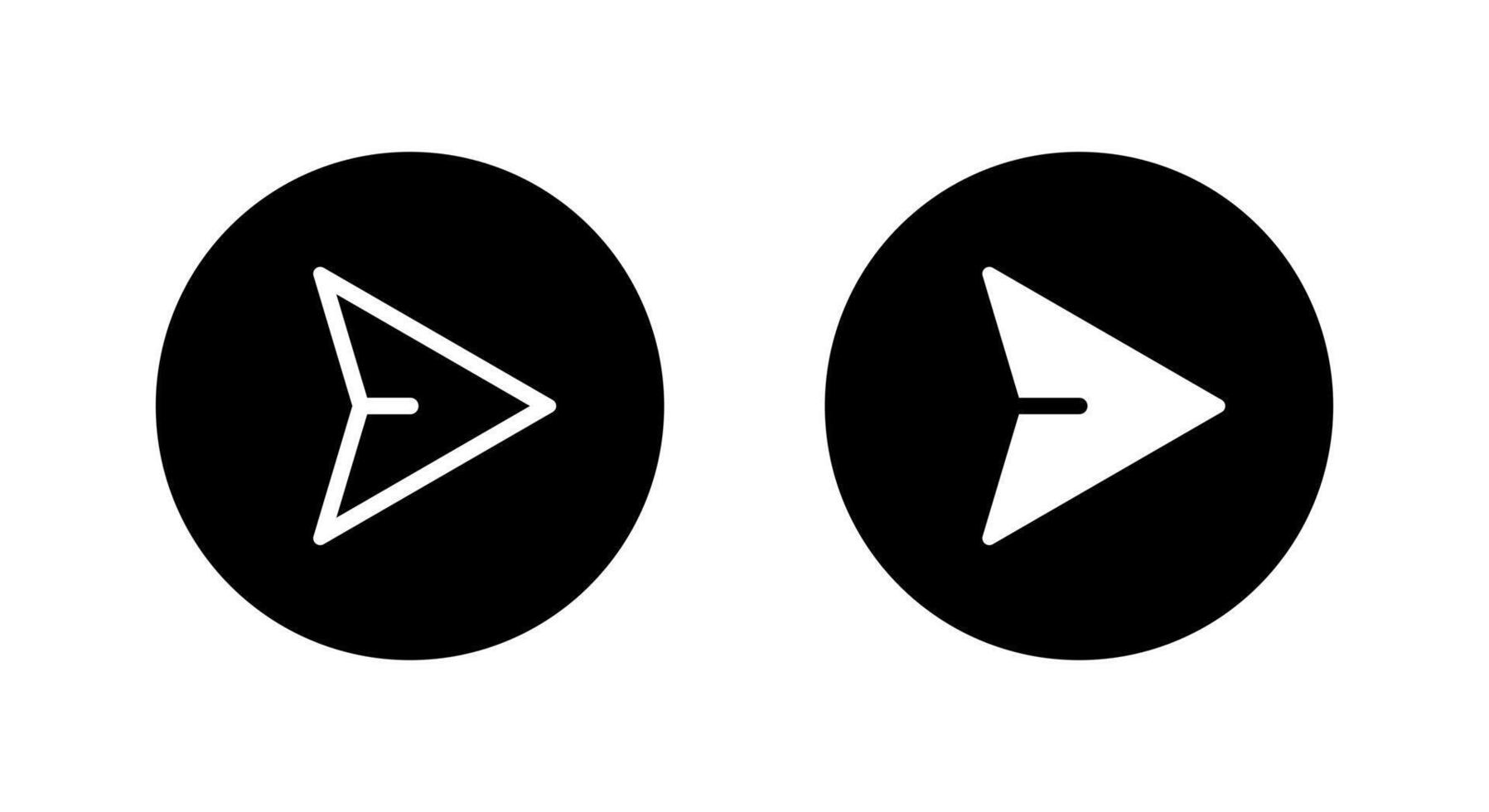 Send message, share button icon on black circle. Social media paper plane sign symbol vector