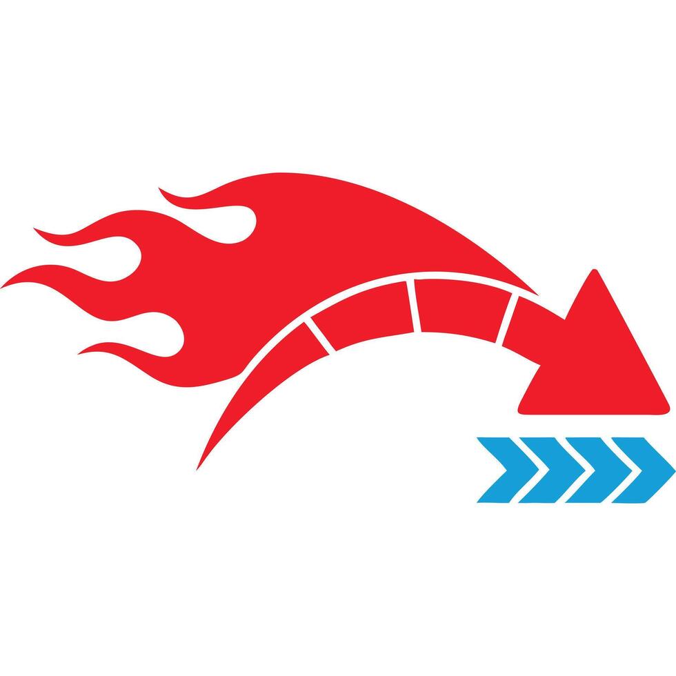 A red arrow with a blue arrow pointing to it vector