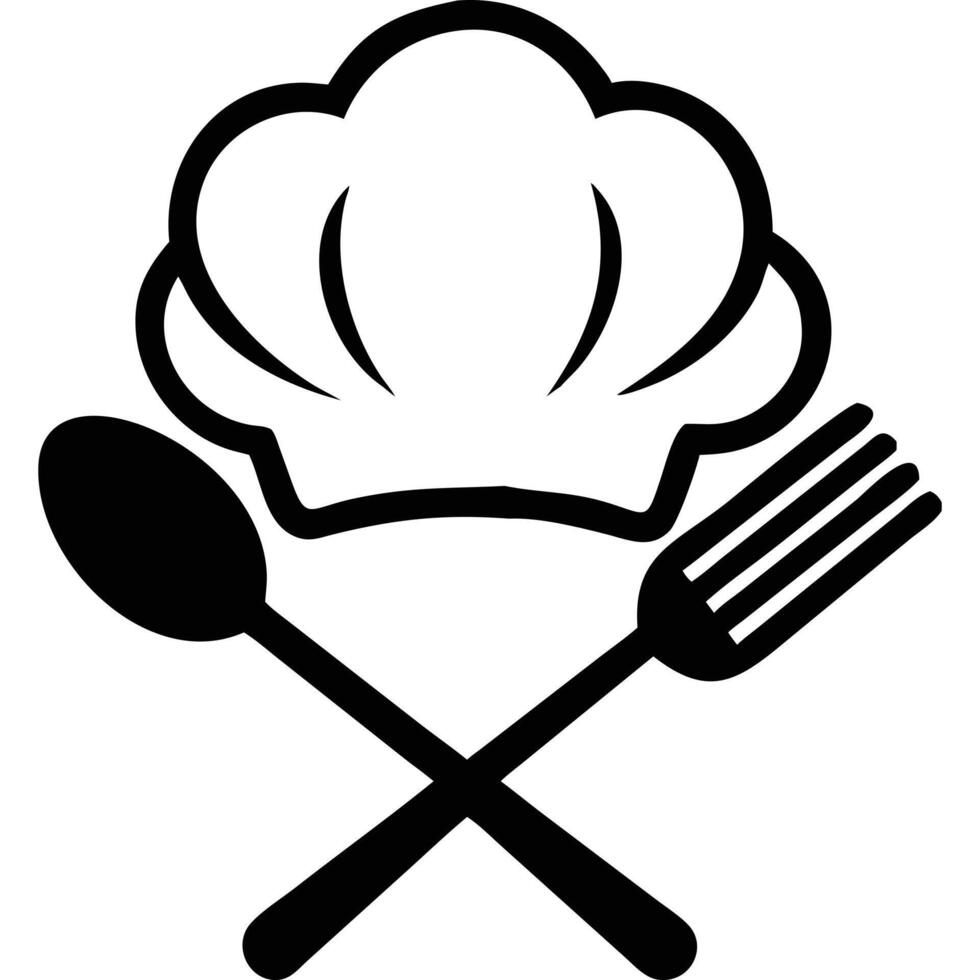 Chef hat and fork clip art vector