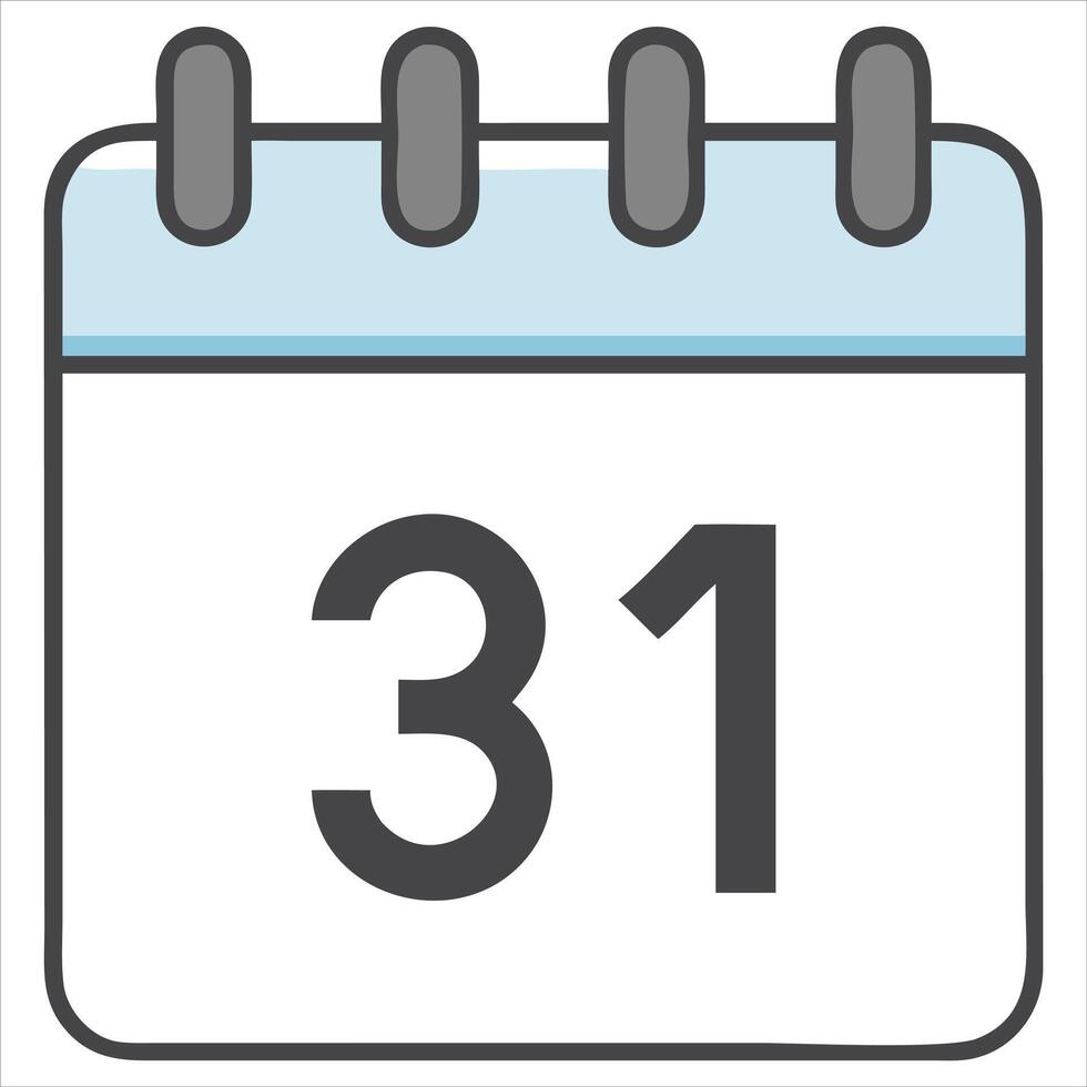 A calendar with the number 31 on it vector