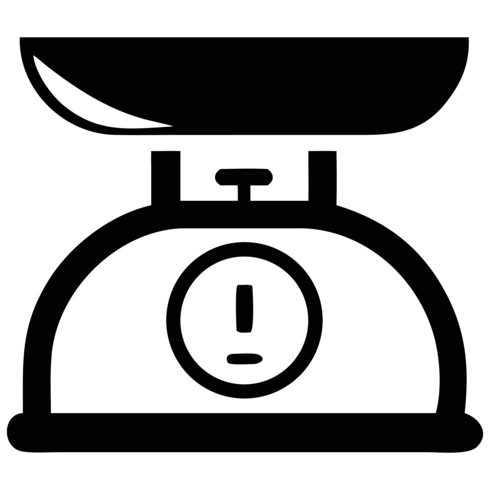 A black and white illustration of a kitchen scale vector