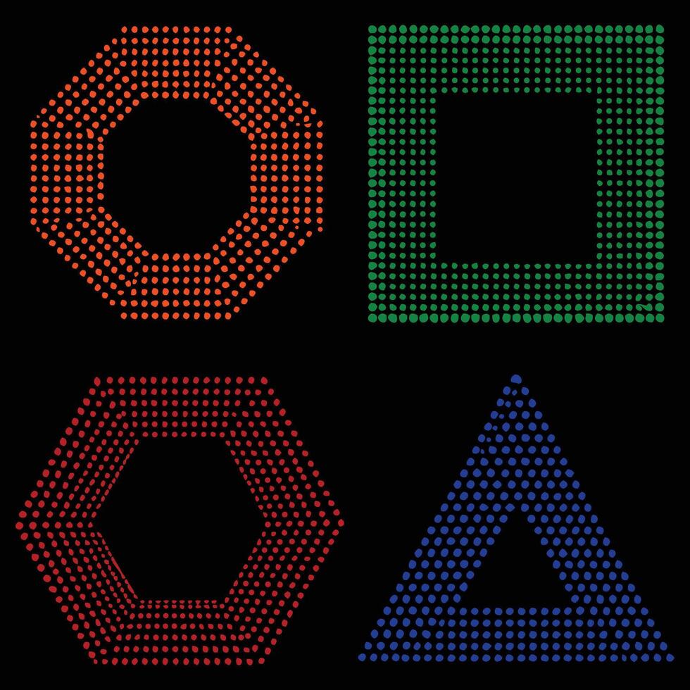 A set of four colored dots on a black background vector
