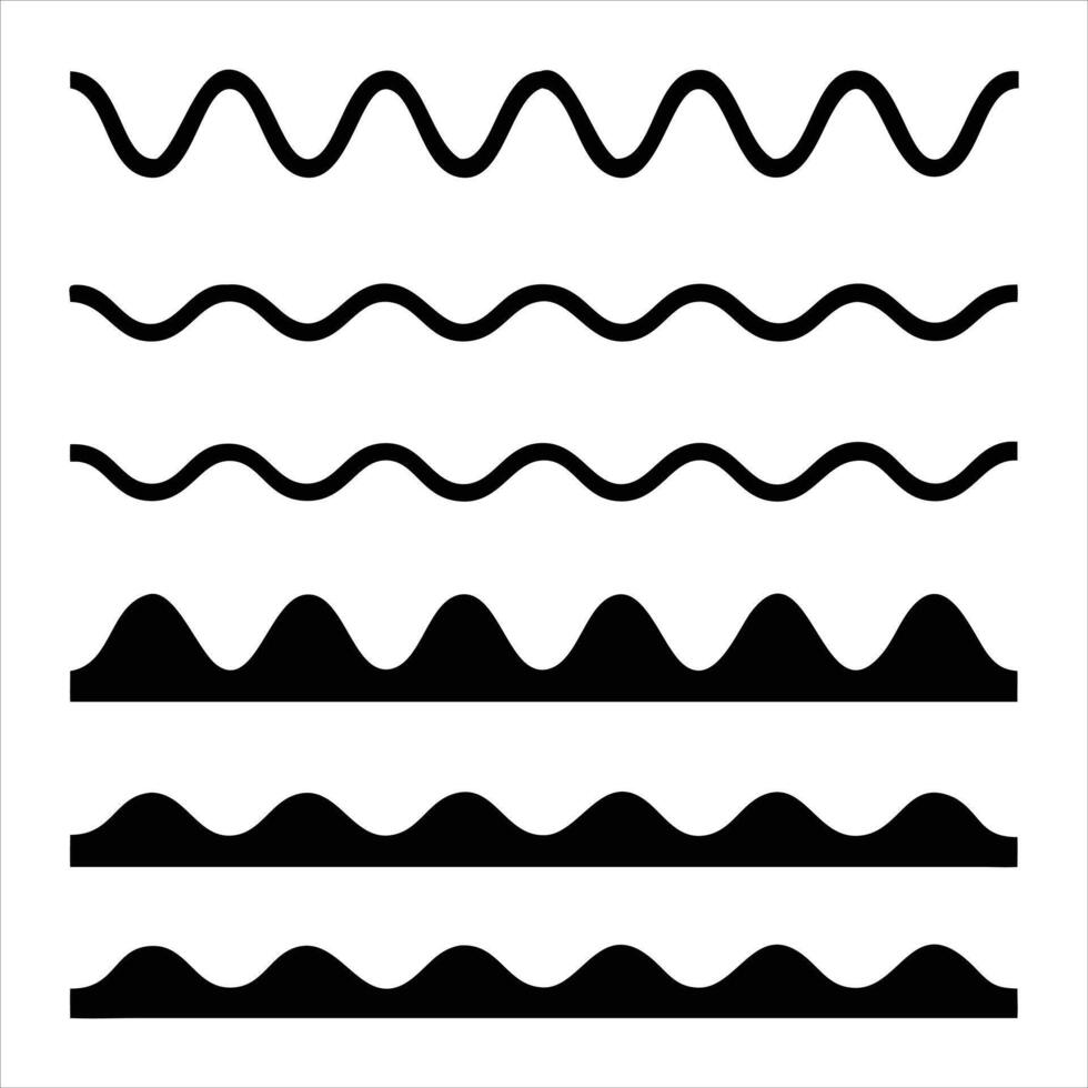 A set of black and white waves vector