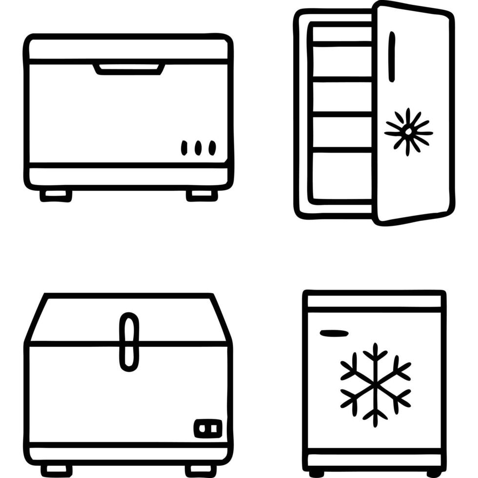 Freezer, refrigerator, freezer icon set vector