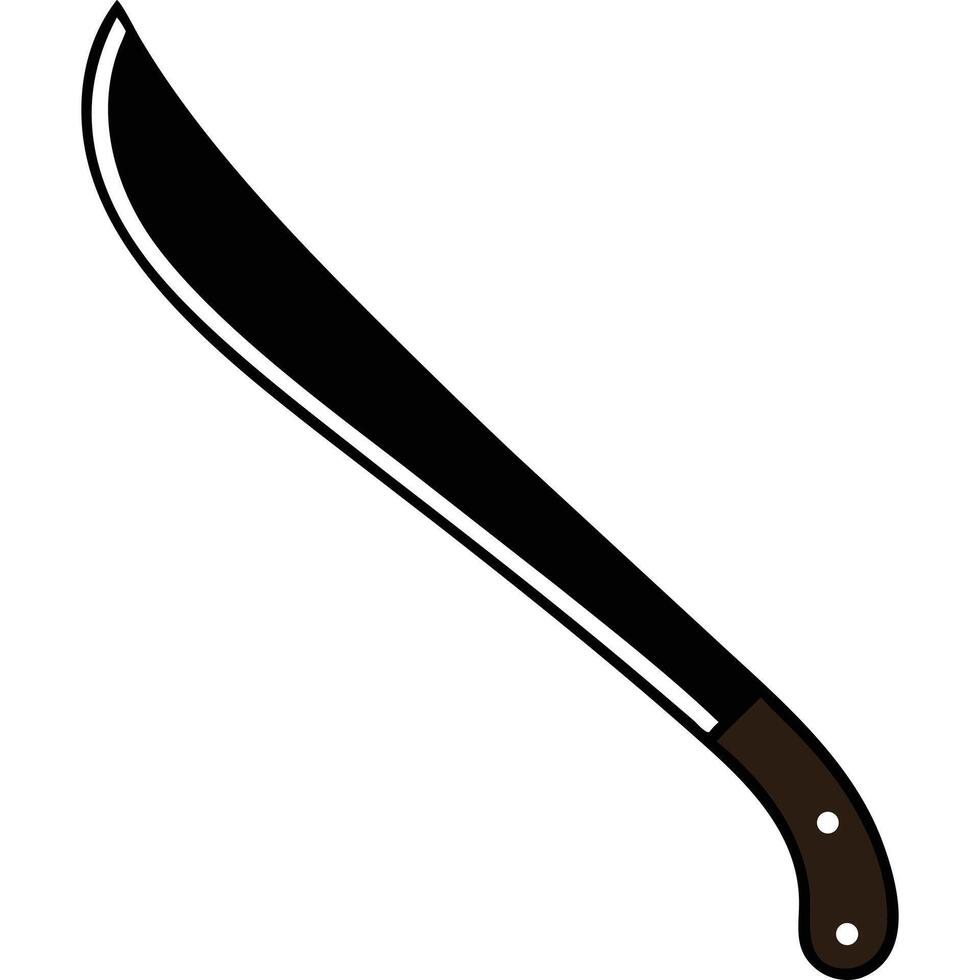 A knife with a black handle and a white background vector