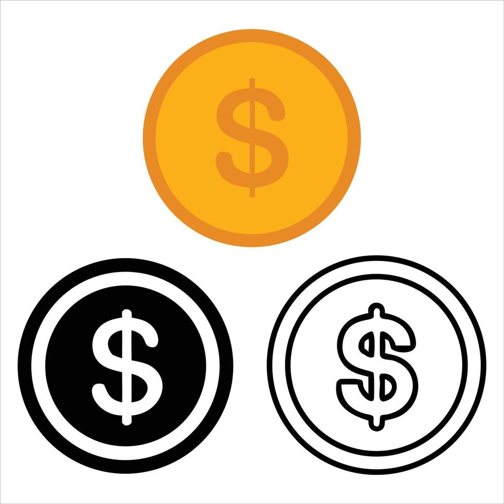 Dollar sign icon set vector