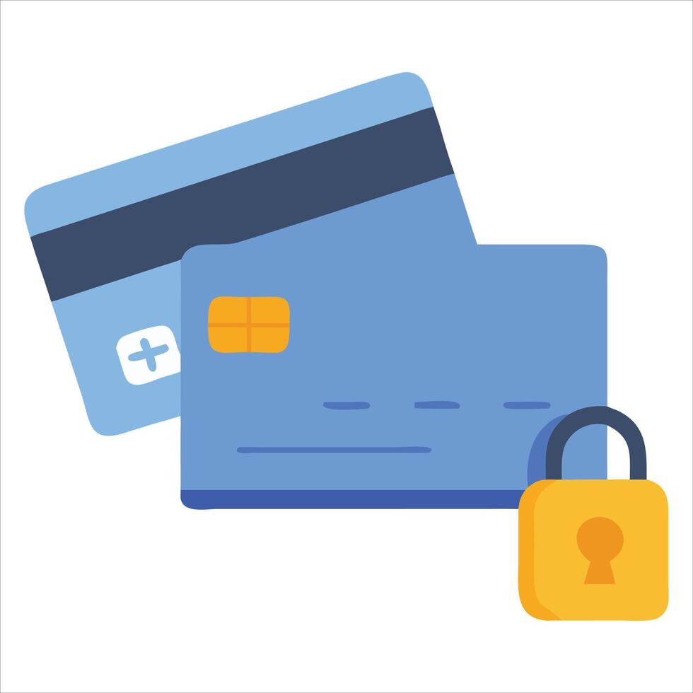 Credit card and padlock icon vector