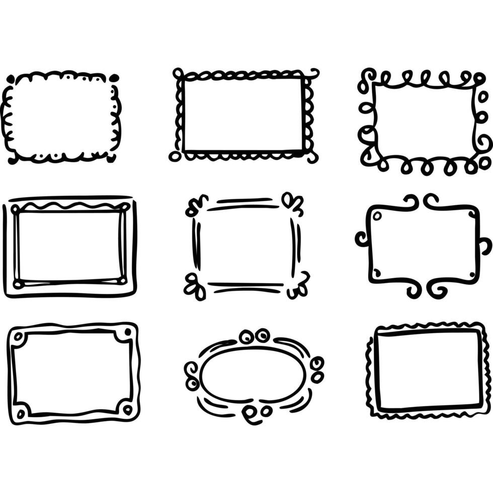 Hand drawn frames set vector