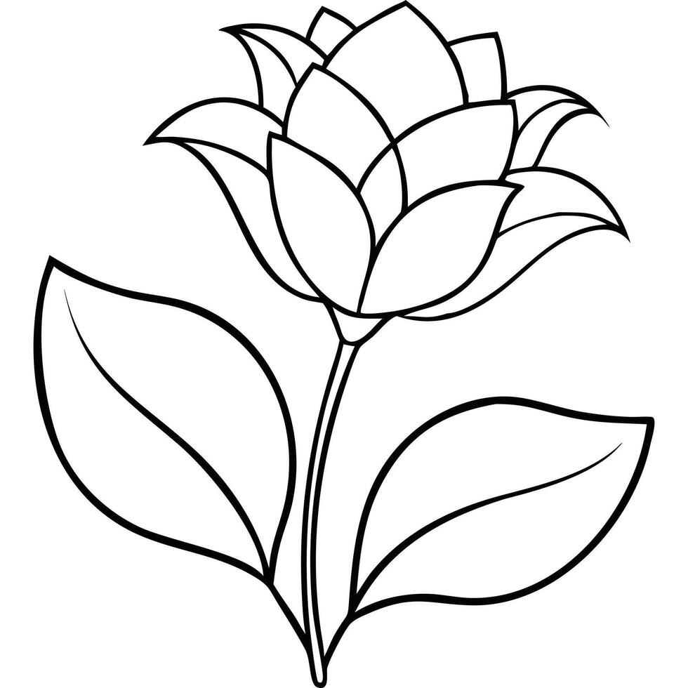 A flower with leaves coloring page vector