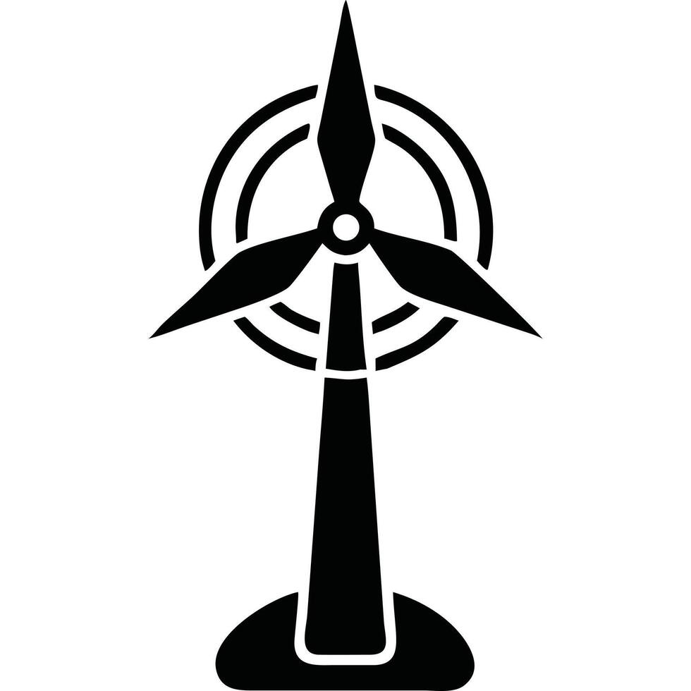 A black and white wind turbine icon vector
