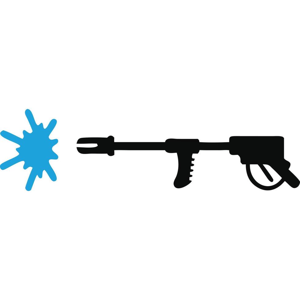 A gun and a blue sprayer icon on a white background vector