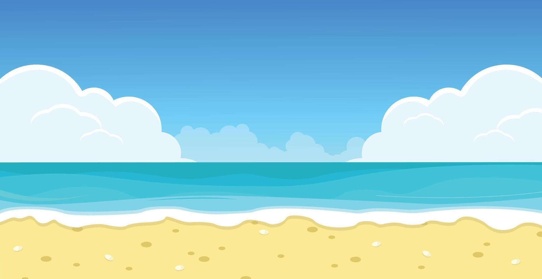 Landscape with ocean, sky and beach. Empty landscape. Summer, rest, vacation, season. vector