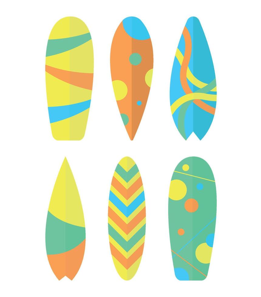 Set of surfboard icons. Recreation, sports, tourism. vector