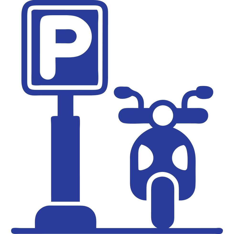 Parking sign with motorcycle and parking meter vector