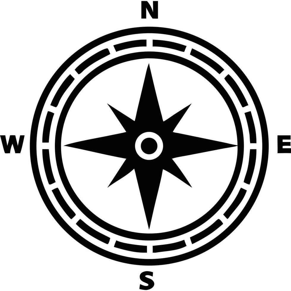 A black and white compass symbol on a white background vector