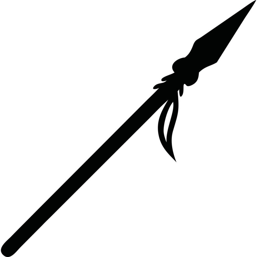 A black and white silhouette of a spear vector