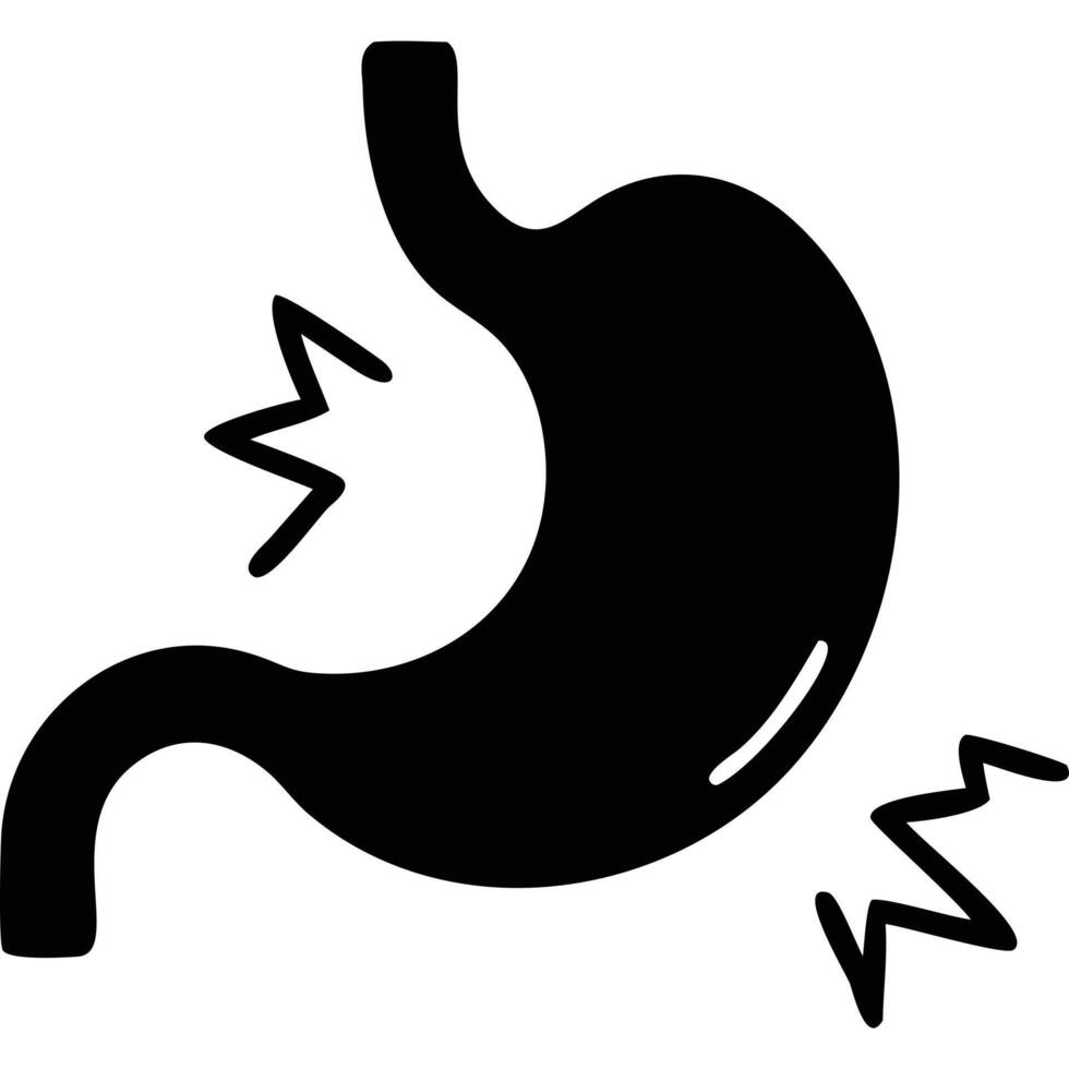 A black and white illustration of a stomach vector