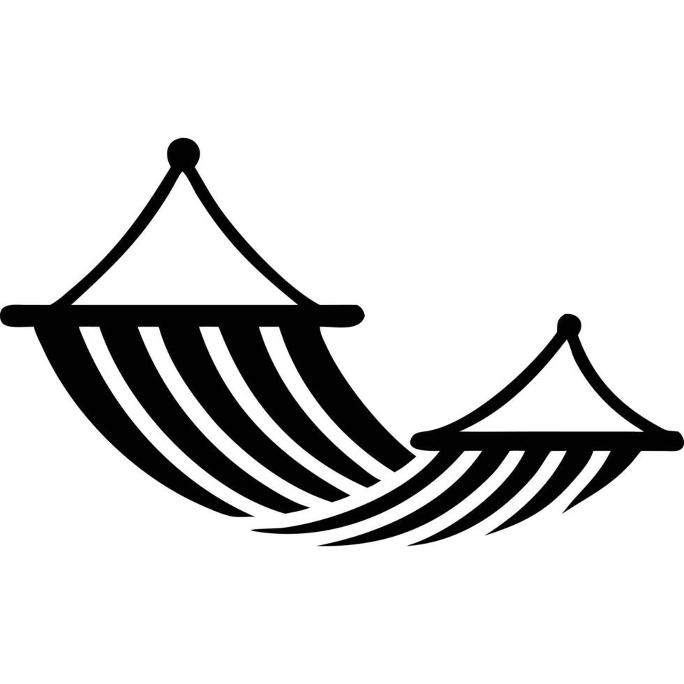 A black and white logo of a hammock vector