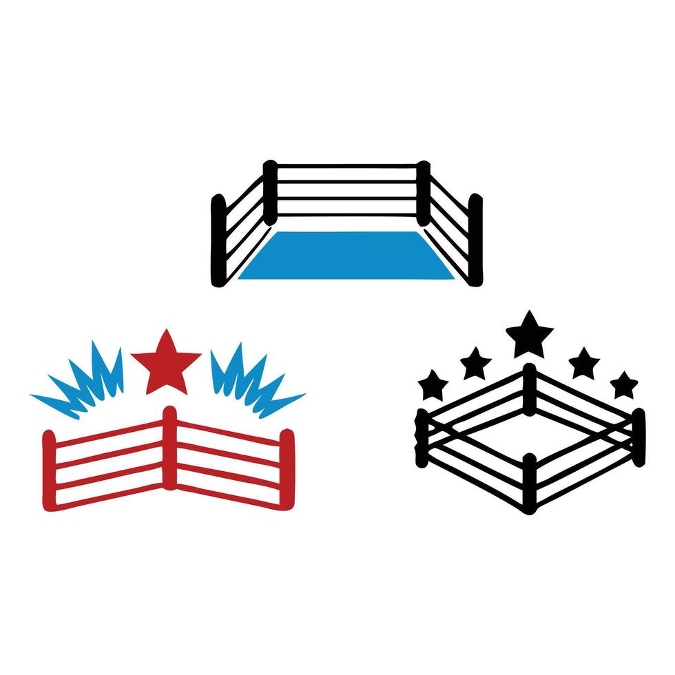 Boxing ring and star vector