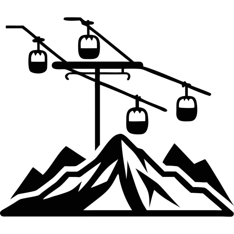 Gondola lift with mountains and snow vector