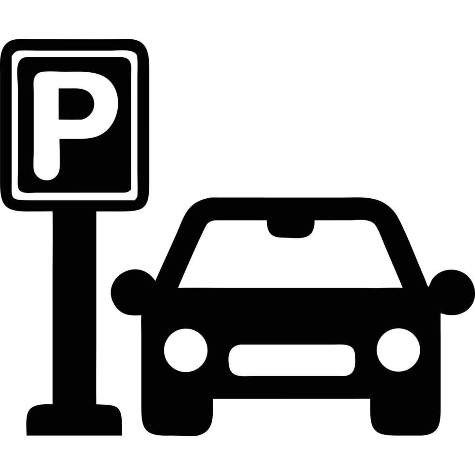 Parking sign with car and parking space vector