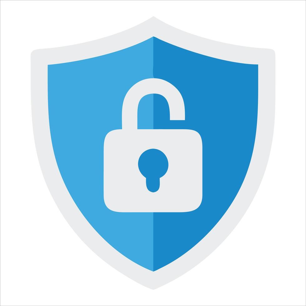 A blue shield with a lock on it vector