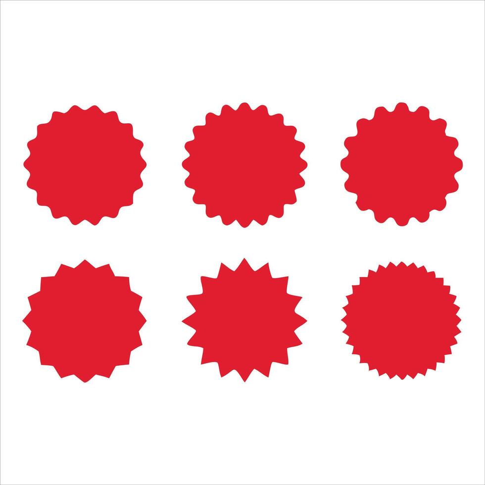 Red starburst badges set vector