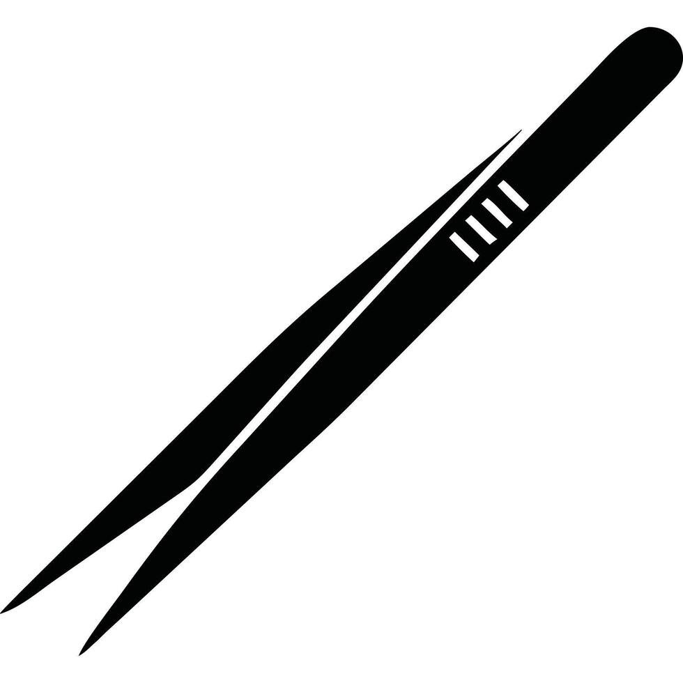 A black and white illustration of a pair of tweezers vector