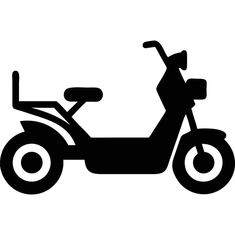 A black and white illustration of a motor scooter vector