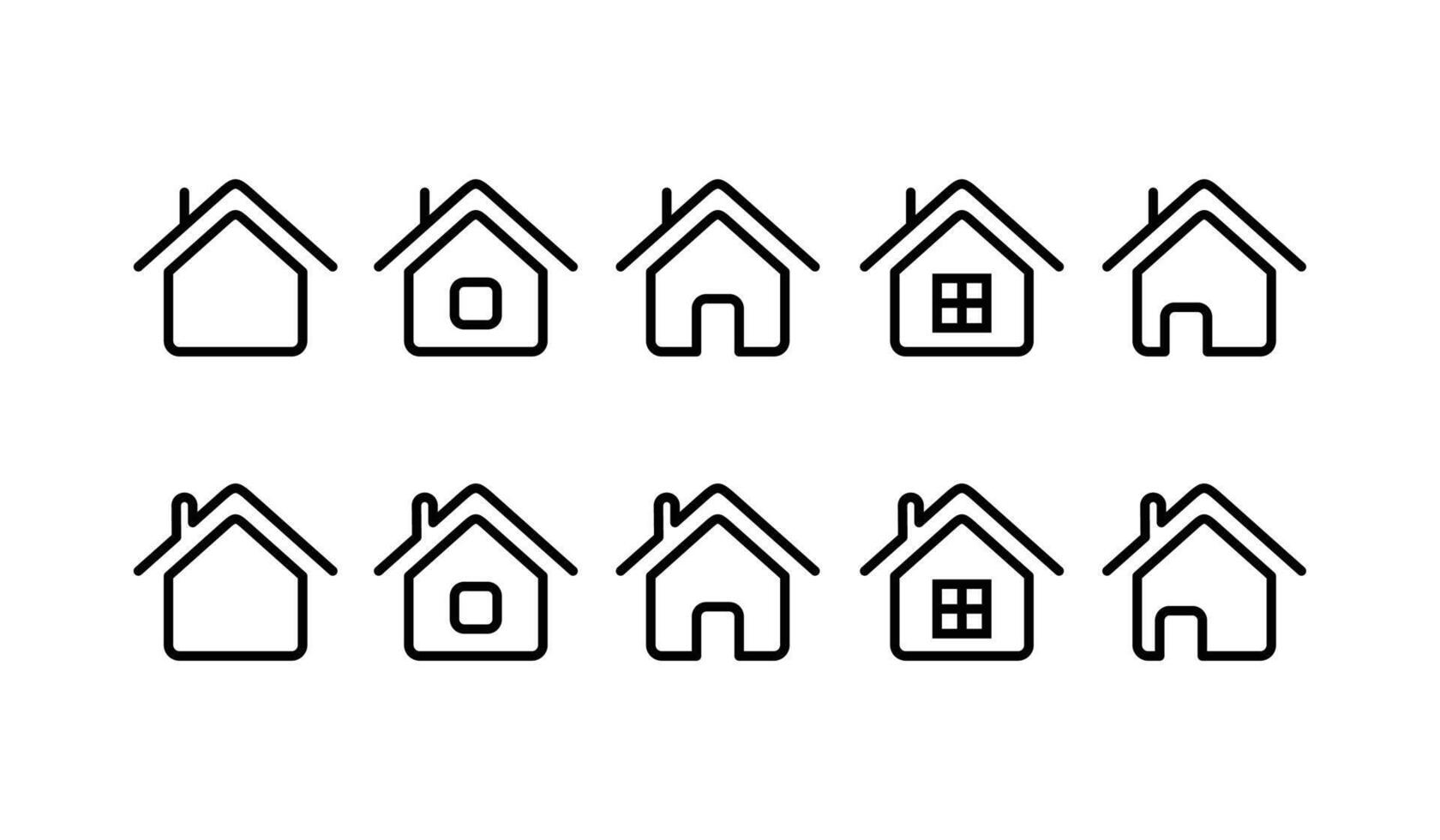 Minimalist Home Icons Set Outline Style, Perfect for use in web design, mobile apps, UI and UX projects, real estate presentations, and construction related content. house icons set vector