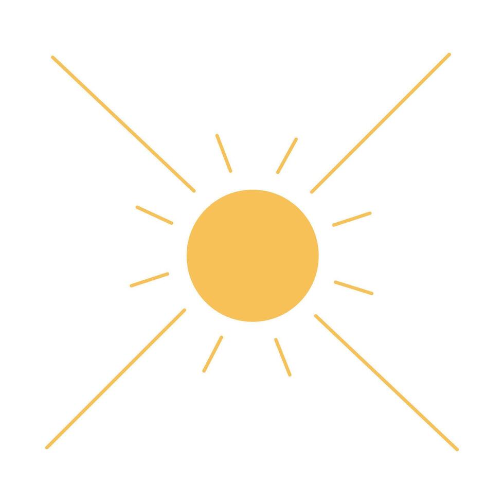 Sun simple flat isolated illustration. Summer element on transparent background vector
