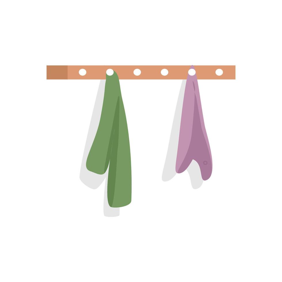 Towel holder. Towel ring. Door back hanger. Behind door hook. Clothes. vector