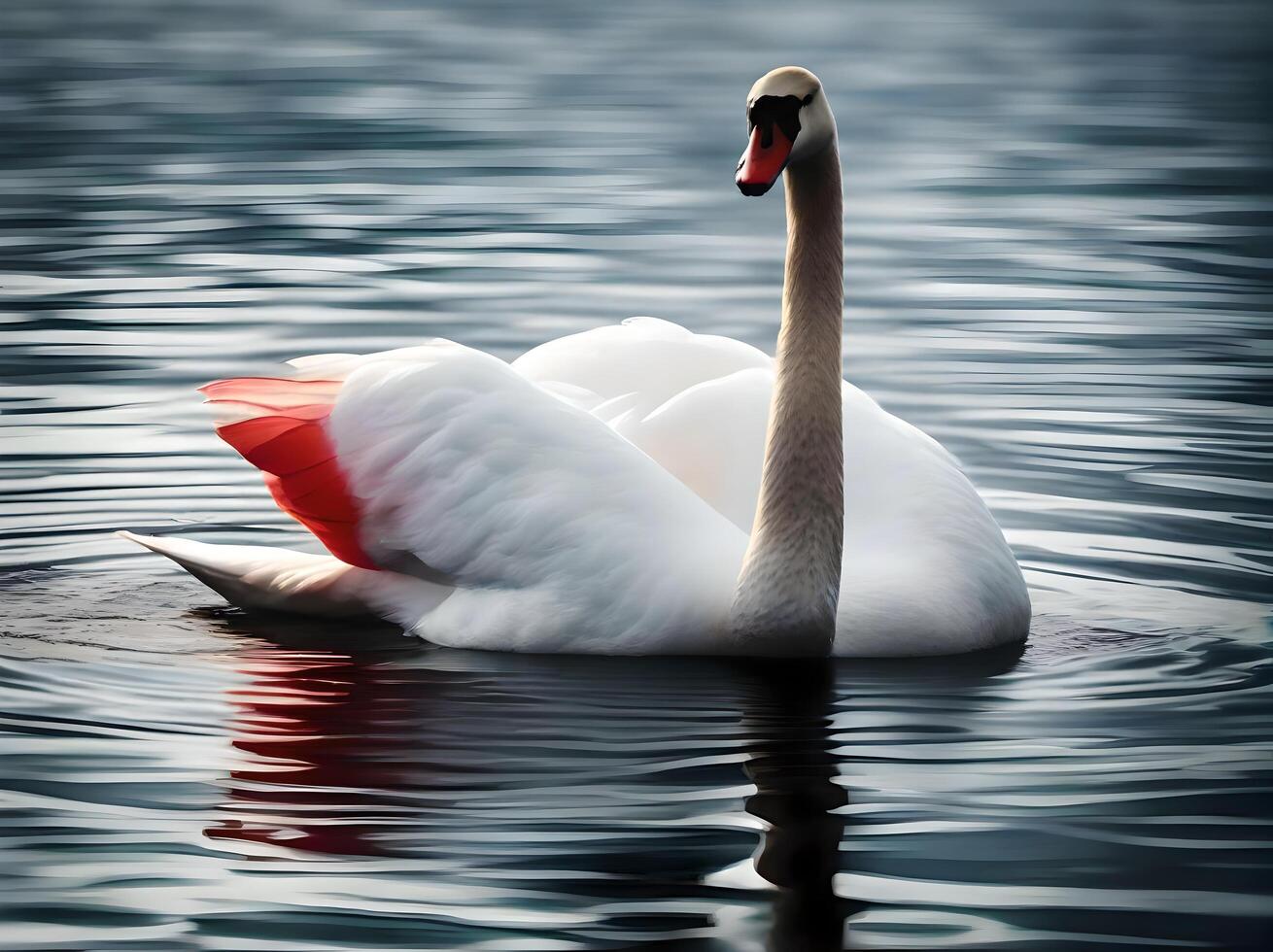 White swan in a lake photo