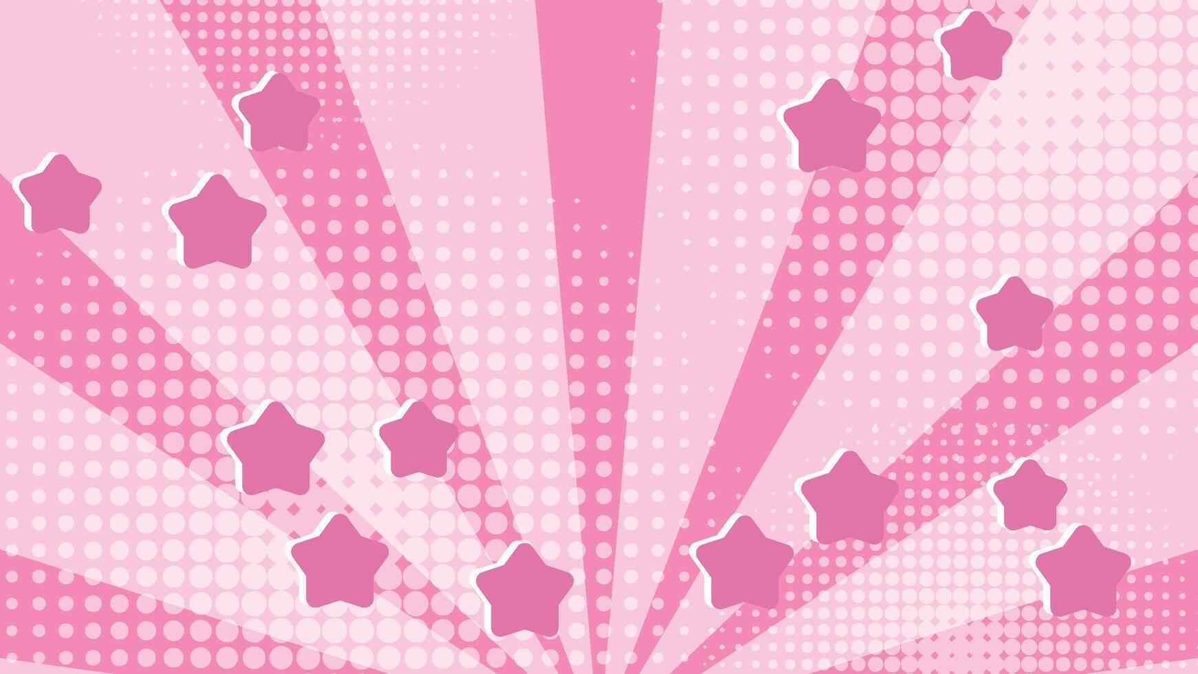 pink sunburst cartoon background with festive star and dot pattern decoration vector