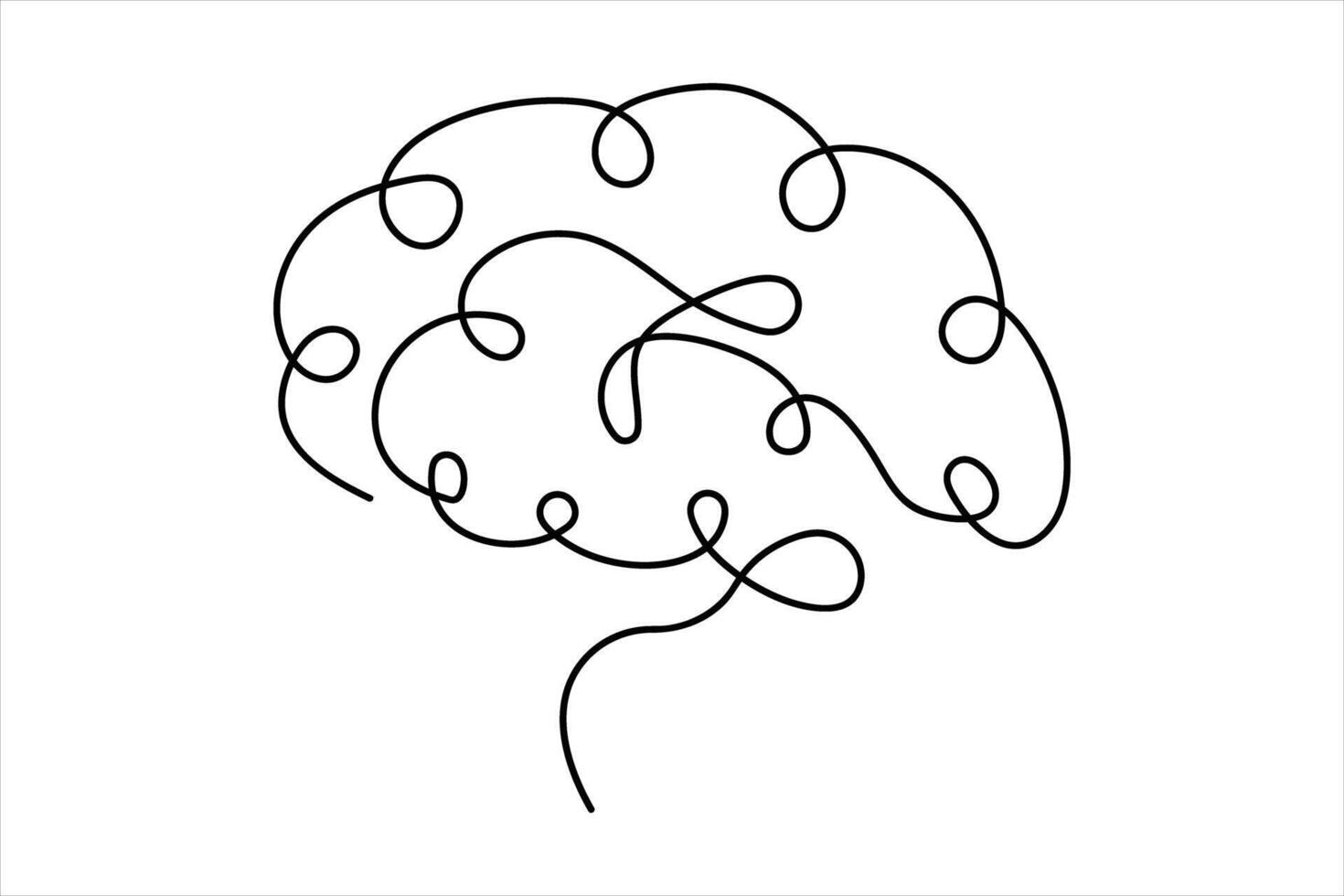 One line art silhouette brain design, Logo design vector